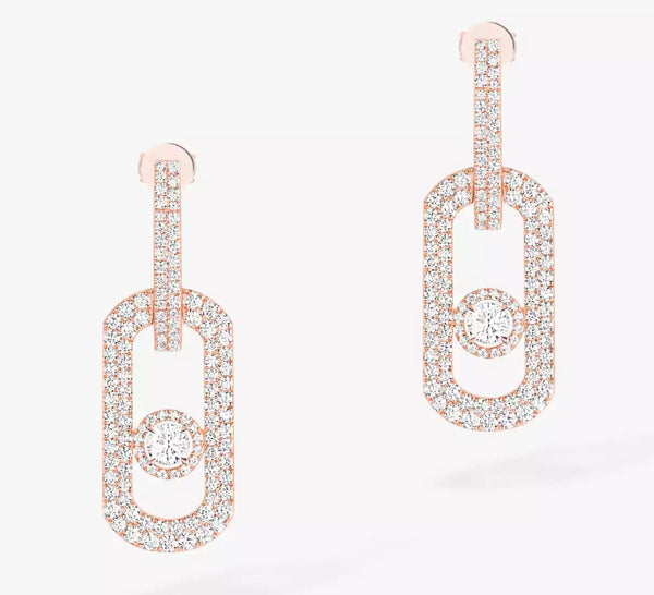 So Move XL Pavé-Set Diamond Pendant Earrings in Yellow Gold - 1